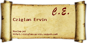 Cziglan Ervin névjegykártya